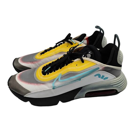 Nike Air Max 2090 White Speed Yellow Bleached Aqua Shoes Mens Sz 13